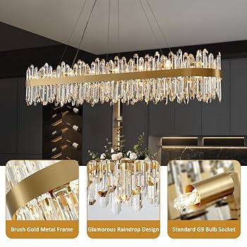 9号 AVALANCHE GOLDEJEWELRY Bayfeve Modern Crystal Chandeliers 9 -Light Brushed Gold